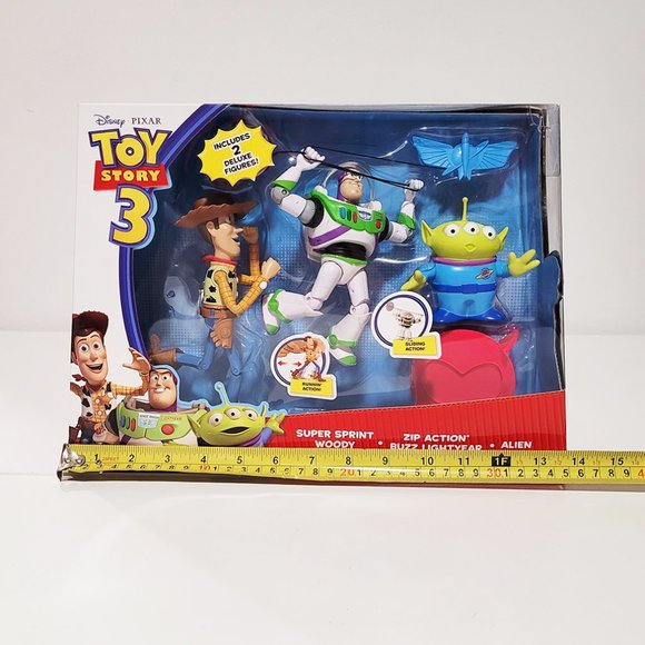 Toy Story 3 Super Sprint Woody, Zip Action Buzz Lightyear and Alien Playset BNIB - Picture 5 of 8